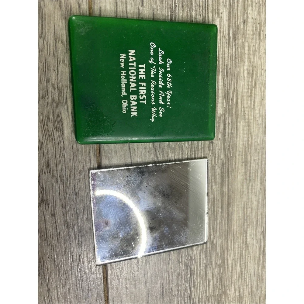 VTG Advertising Pocket Mirror w Plastic‎ Sleeve First National Bank New Holland